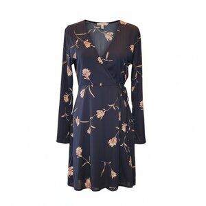 Black and Flower Print wraparound dress by Lush. Size - Medium